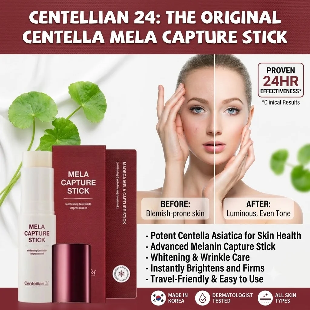 Centellian 24 10g Madeca Mela Capture Stick, Bálsamo Blanqueador Antiarrugas con Centella Asiática, Crema Hidratante Facial Coreana para el Cuidado de la Piel