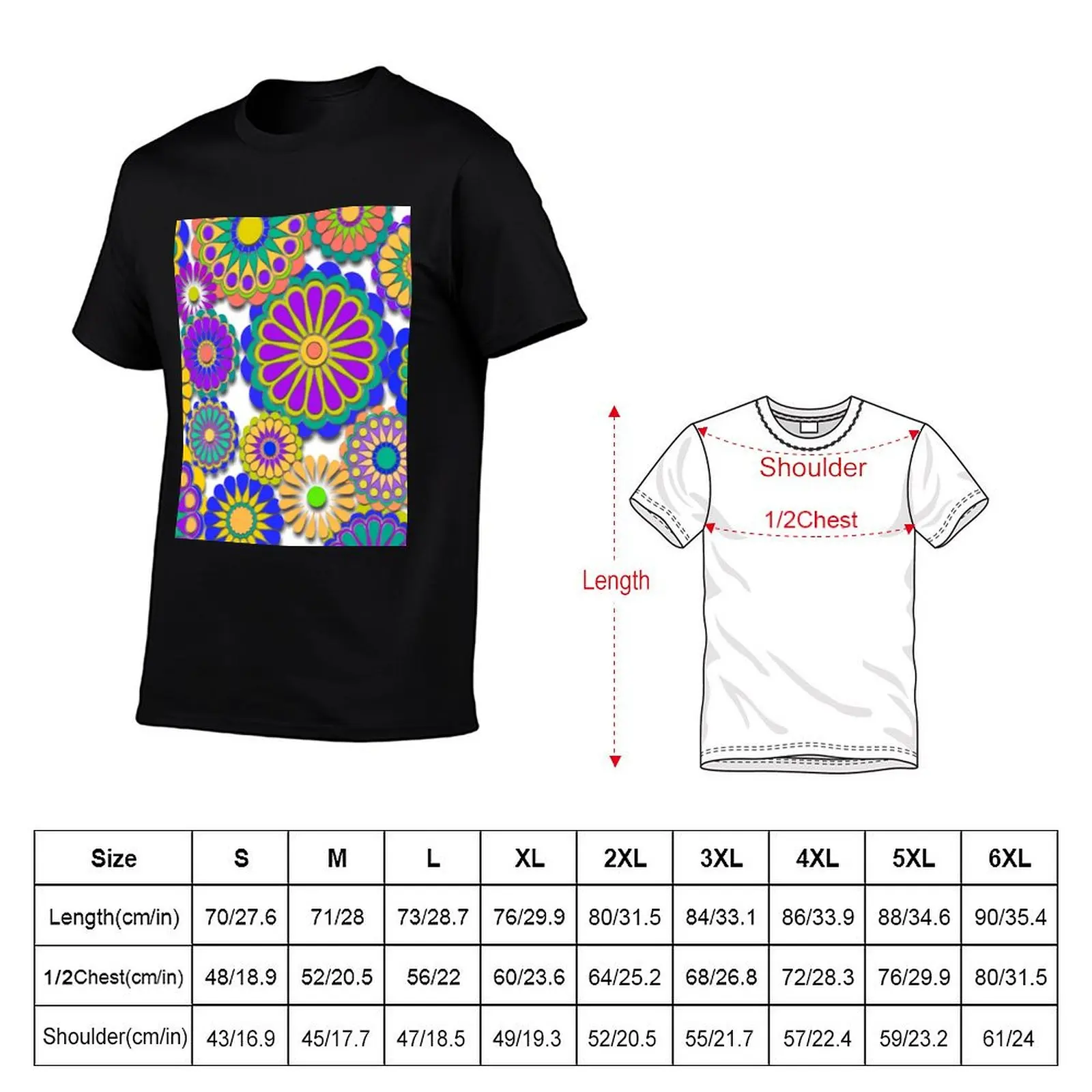 Happy Hippy Flowers 2 T-Shirt Gym Exercise Short Sleeve T-Shirt
