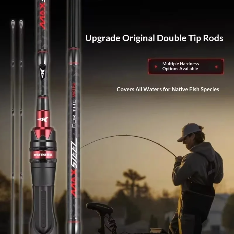 Kastking 1.68-2.13m 2-Piece Casting Rod Carbon Fiber with LS Guides, Dual Tips & Hollow Scroll holder EVA Grip