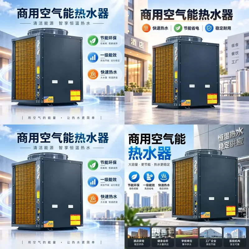 for Air Energy Water Heater Commercial Hotel Apartment School Factory Large Capacity Energy Saving Air Source Heat Pump Unit