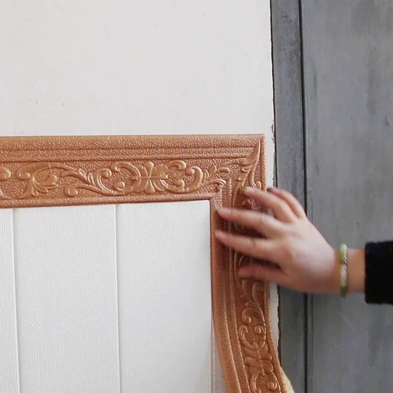 1PC10m × 8cm 3D línea de ajuste de pared borde de rodapié autoadhesivo impermeable zócalo papel tapiz pegatina de pared