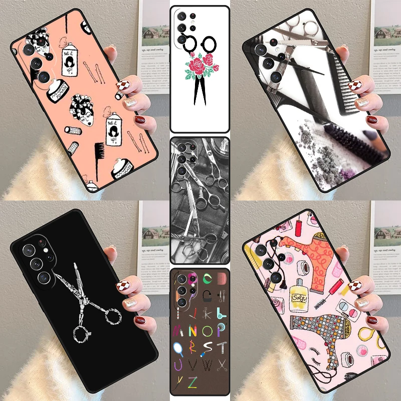 barbershop Hair Stylist Hairdresser Phone Case For Samsung Galaxy S23 S21 S20 FE S24 S22 Ultra Note20 S10 S9 S8 Plus Cover