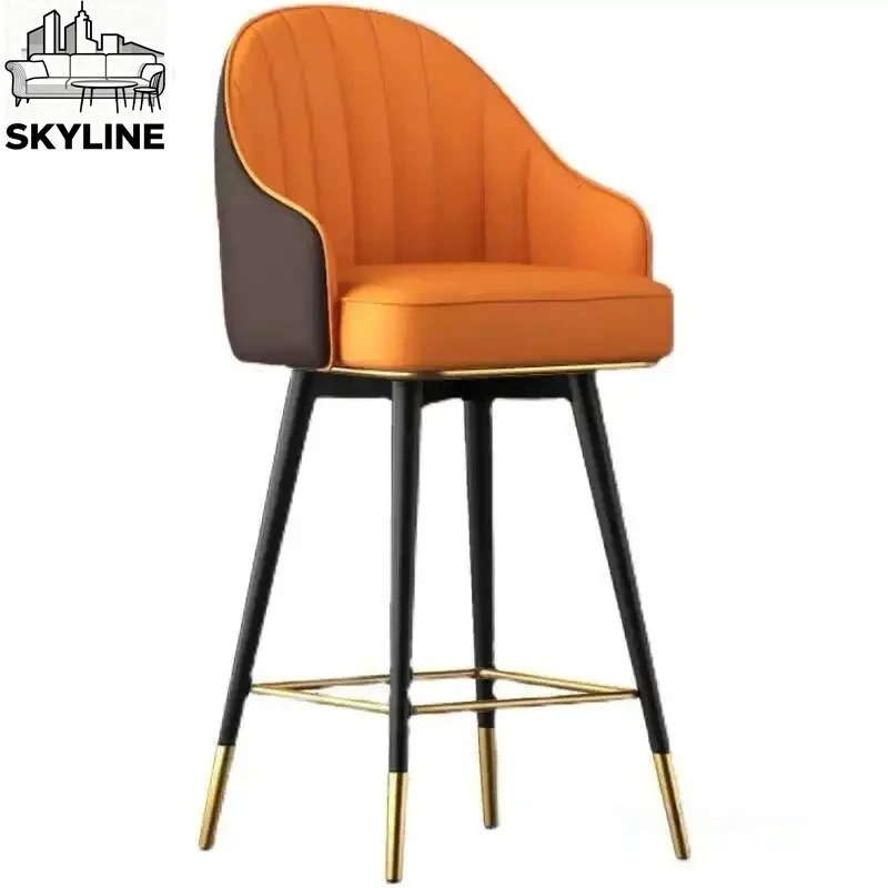 

Nordic Living Room Restaurant High Bar Chairs Modern Minimalist Home Furniture Rotating Bar Stool Hotel Swivel Backrest Armchair