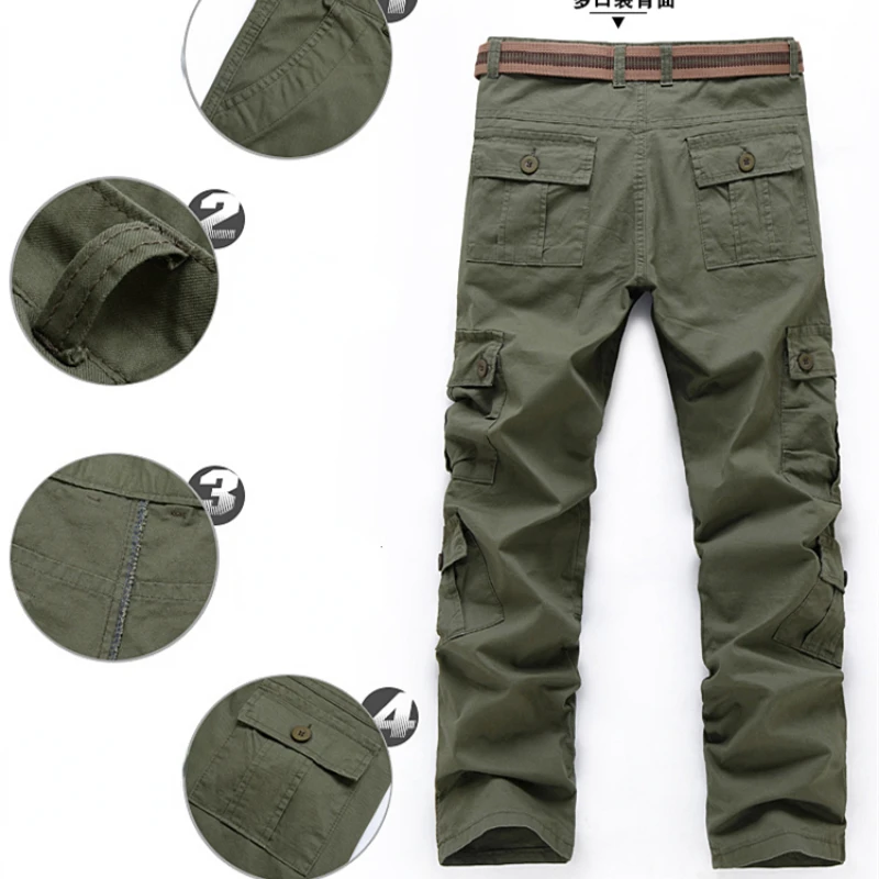 Militarily Tactics Multiple Pockets Cargo Pants Men Large Size Joggers Pants Trouser Loose Outdoor Army Buttons Streetwear New