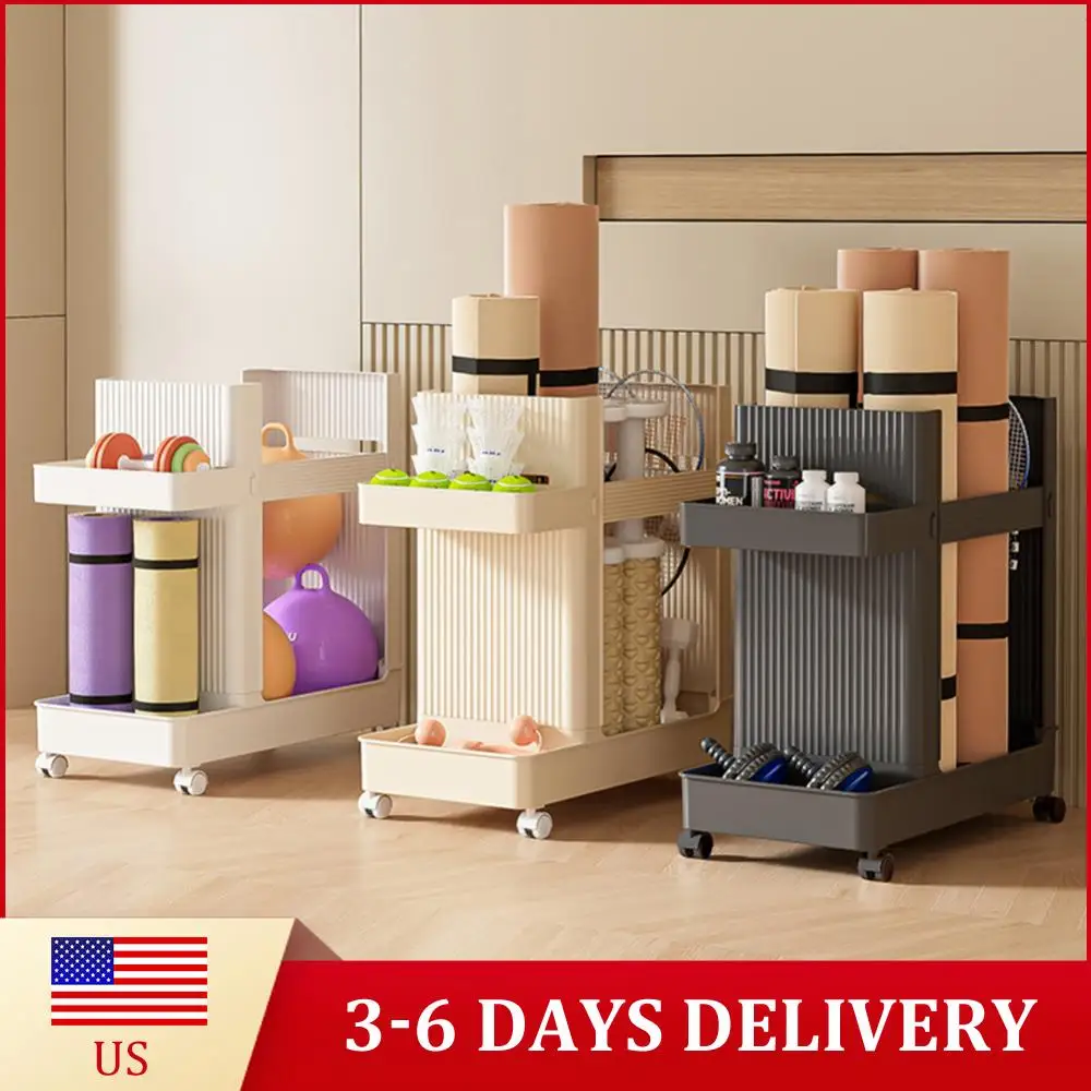 

Стеллаж для хранения спортивного инвентаря большой вместимости с колесами, органайзер для фитнес-оборудования и спортивных инструментов