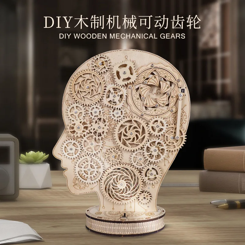 

DIY 3D wooden decoration. Three-dimensional puzzle. Brain gear model. Adult puzzle manual brainstorming. Home decoration