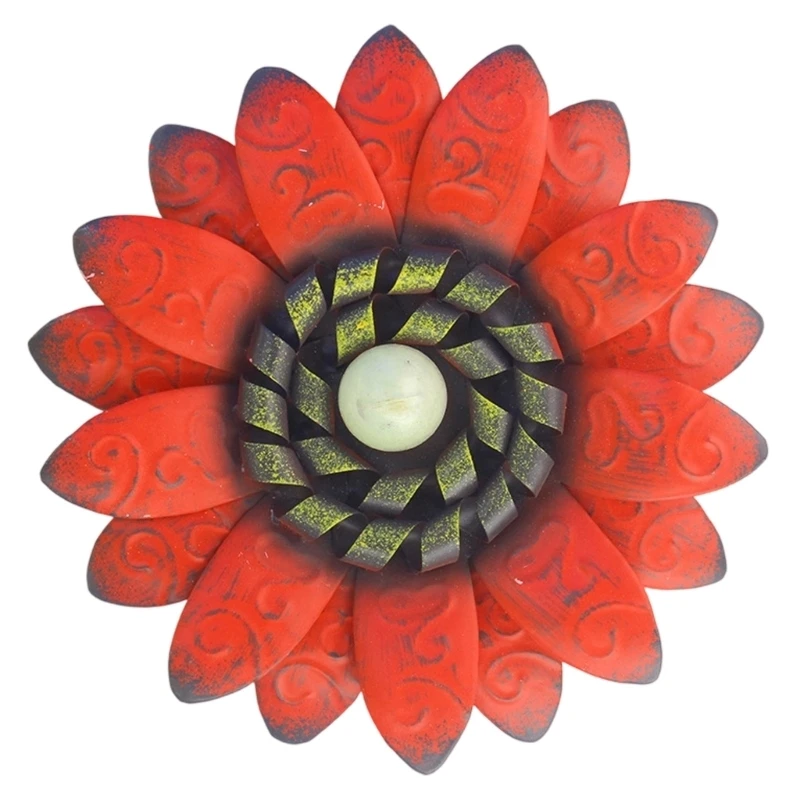 H7ED Metal Flower Wall Art Decors Multicolored Iron Sunflowers Wall Hanging Ornament