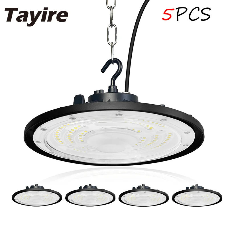 Luces LED UFO de 5 piezas para techos altos, lámparas impermeables IP65, 100W, 200W, 300W, para garaje, taller, mercado Industrial y comercial