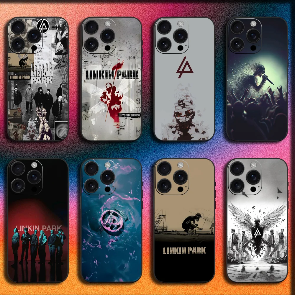 حافظة هاتف Singer Band L-Linkin P-Park لهاتف iPhone 16,15,14,13,12,11,Pro,XS,Max,XR,Plus,SE,Mini غطاء أسود ناعم