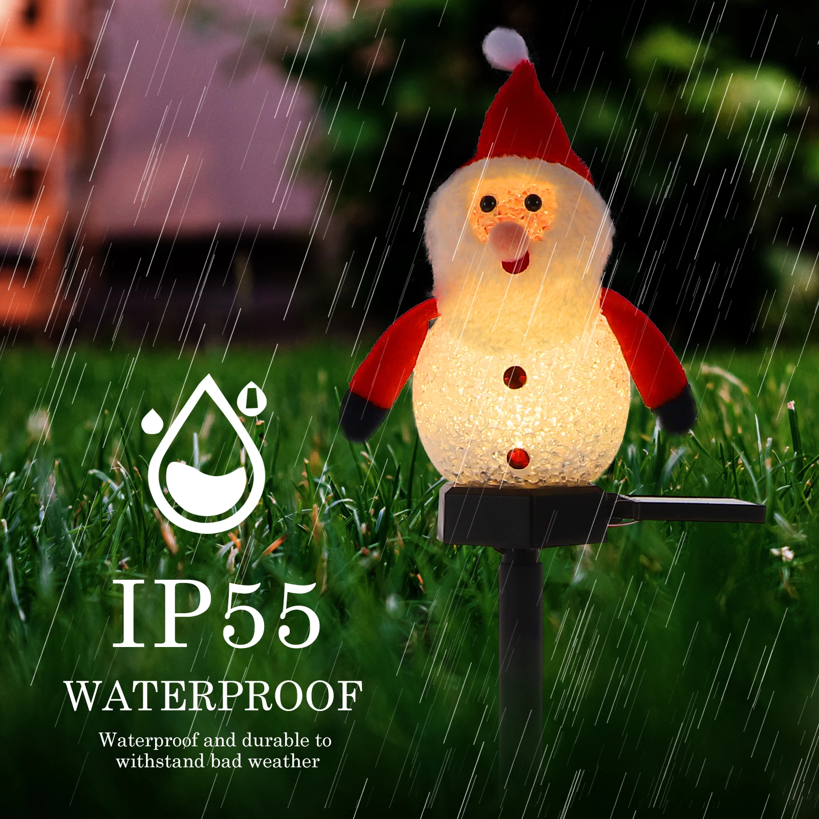 

2Pcs Solar Snowman Lawn Lights Durable EVA Material Christmas Outdoor Garden Decor Energy Saving Lighting