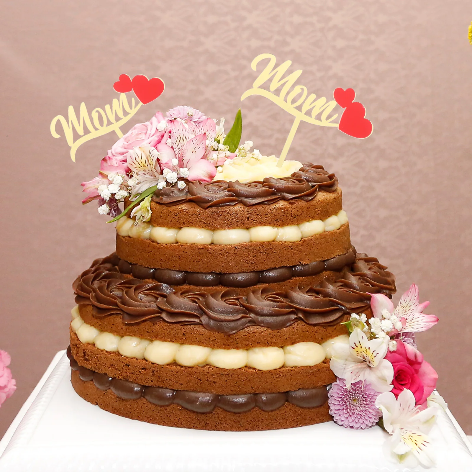 

10Pcs Mother's Day Cake Topper Acrylic Cupcake Insert Party Decorations Baking Cake Decor for Mother's Day Cupcake Topper