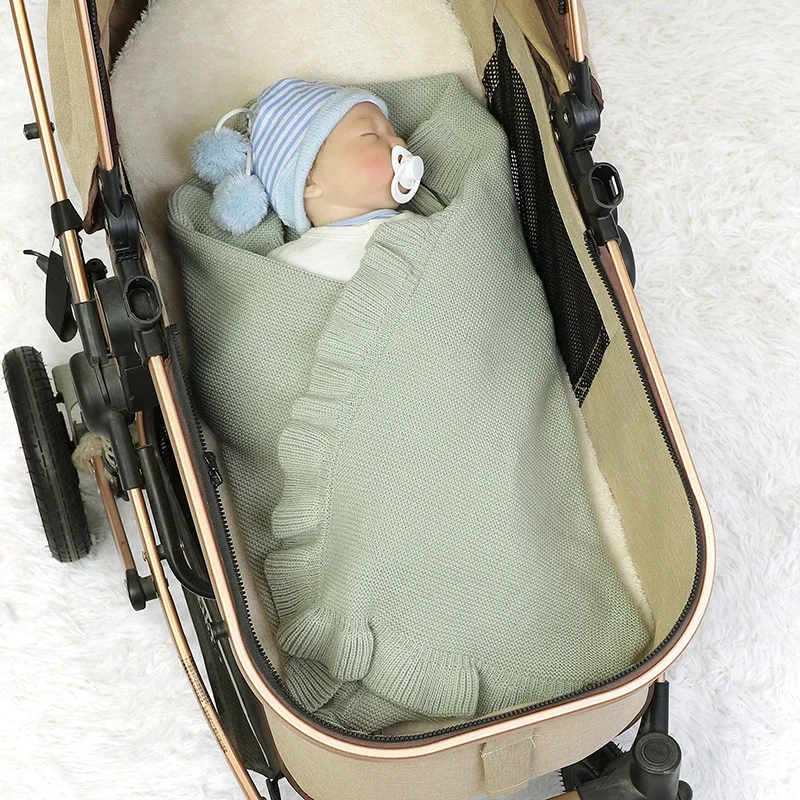 Knitted Baby Blankets Newborn Boys Girls Stroller Cover Swaddle Wrap Sleepsack Reversible Soft Infantil Receiving Quilts