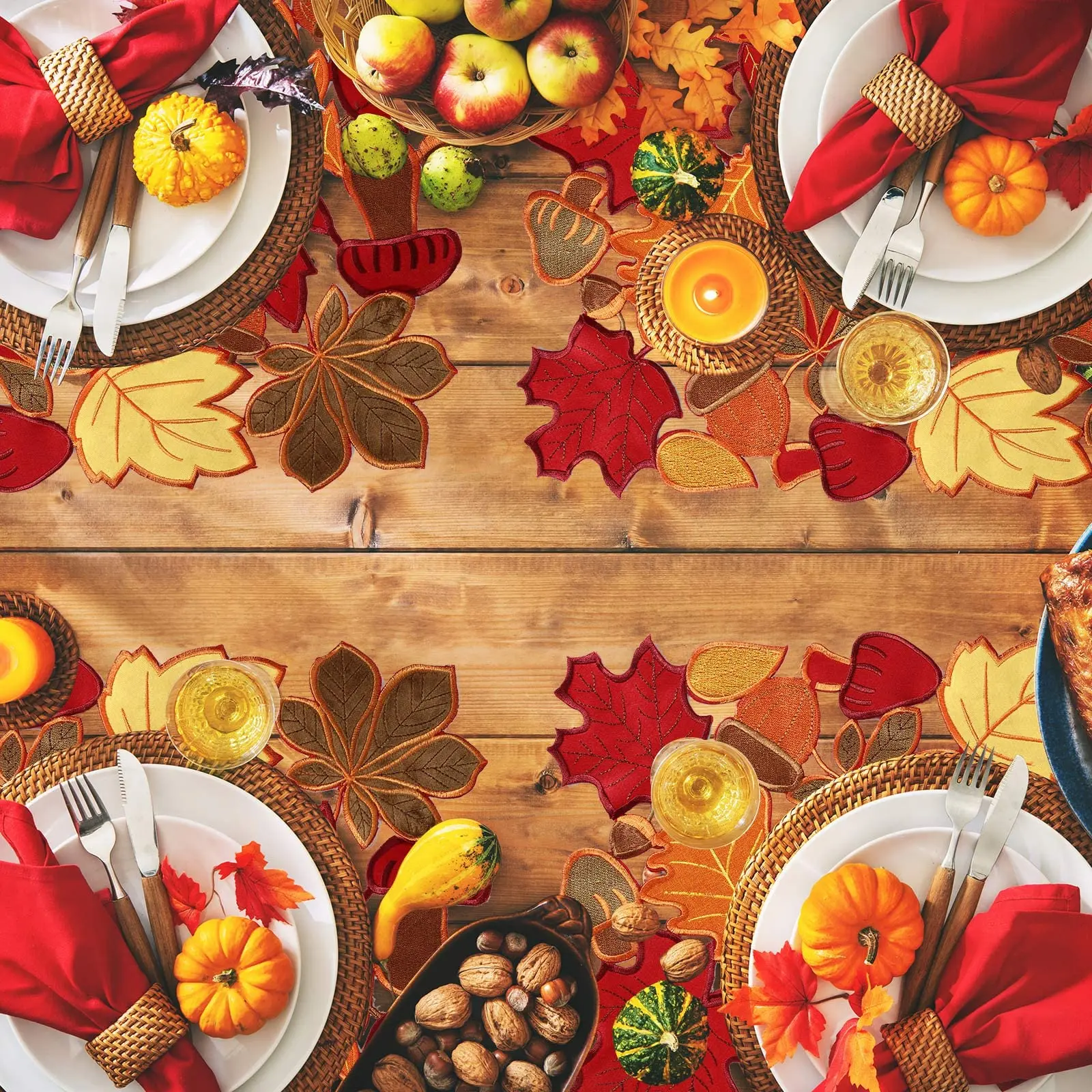 Fall Placemats Thanksgiving Place Mats Fall Autumn Maple Leaf Embroidered Placemats 11 x 17 Inch Thanksgiving Table Place Mats