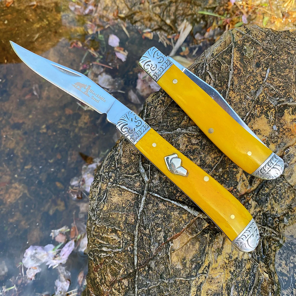 Watchman Trapper Knives Pocket Double Blades Slip Joint Folding Knife Classic Bone Grips Mirror Finish