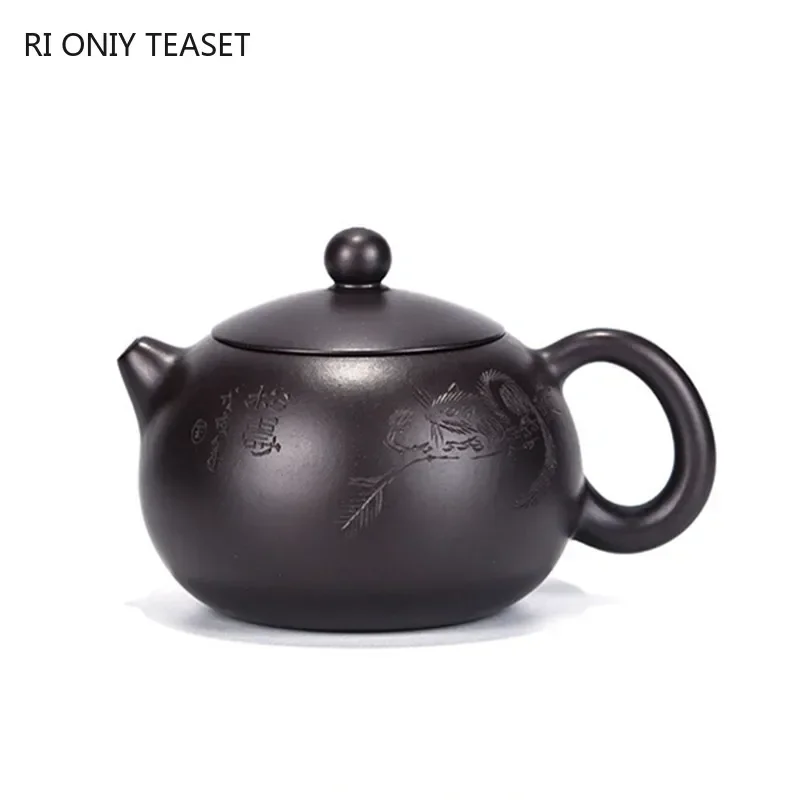 120ml Chinese Yixing Purple Clay Teapot Raw Ore Black Mud Xishi Tea Pot Zisha Filter Beauty Kettle Household Tea Set Accessories