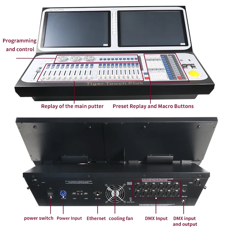 Imagem -03 - Dual Screen i5 i7 Cpu Tiger Touch Iluminação Console Poderoso Titan 9.1 Controlador do Sistema Operacional com Flight Case Dmx512