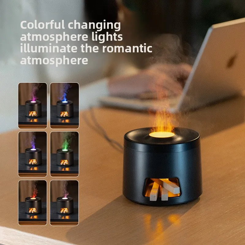 New Product Creative Retro Seven-Color Flame Aroma Diffuser Humidifier Charcoal Stove-Style Fragrance Diffuser for Desktop Home