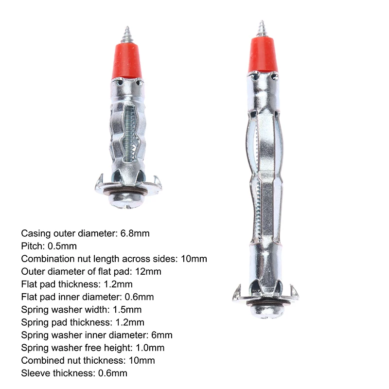 NEW 10Pc Heavy Duty Molly Bolt Hollow Drive Wall Anchor Screws Kit Drywall Cavity Plug Dowel For Plasterboard Hanging Fasteners