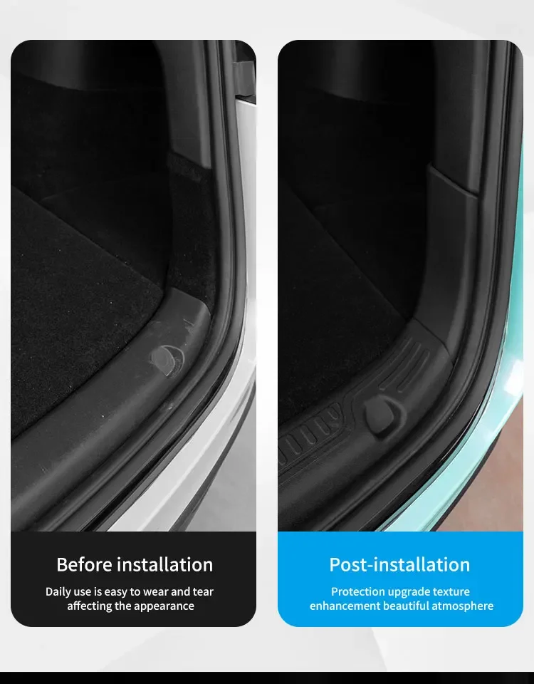 Geeignet für Tesla 2021-2024 Model Y – TPE Kofferraumschutz, Kratzfeste Heckabdeckung & Stoßstangen-Organizer-Pad. – Detail 3