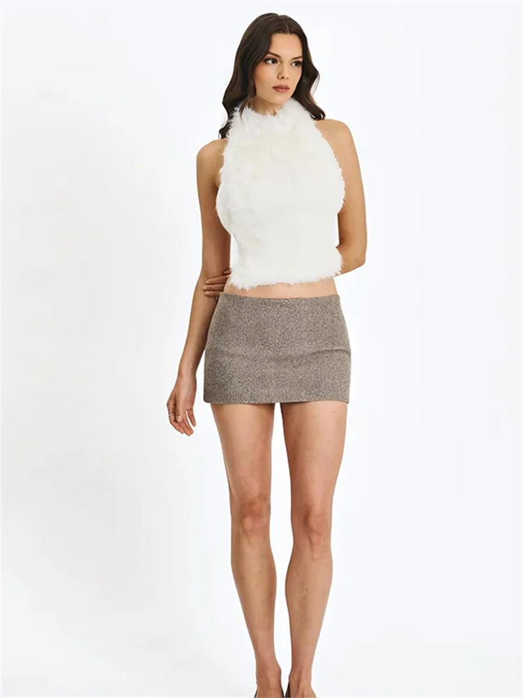 Nibber fofo halter sem costas bandagem colete feminino sexy meia-noite hottie clássico rua moda festival de música simples streetwear