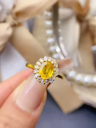 Natural Yellow Sapphire Rings for women silver 925 jewelry luxury gem stones 18k gold plated free shiping items