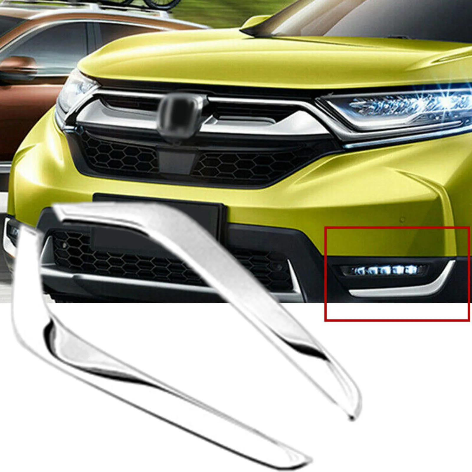 Front Fog Light Lower Cover Eyelid Trim Chrome for Honda CR-V CRV 2017 2018 2019