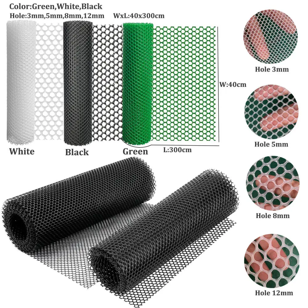 40cm X 300cm Plastic Poultry Netting,3mm-12mm Hole Small Mesh Fence for Chicken Coop,Garden,Balcony,Enclosure for Rabbits,Dogs