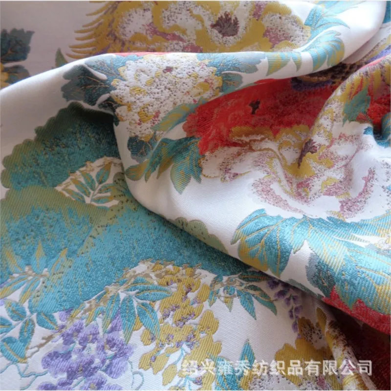 A grand fashion dress and throw pillow made of dyed jacquard thickened phoenix traditional Chinese style Hanfu cheongsam fabric