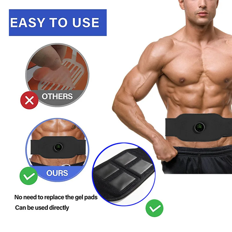 New EMS abdominal muscle sticker, lazy abdominal fitness massage belt, no hydrogel required, washable