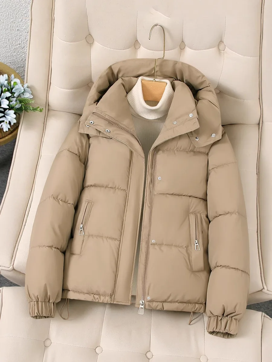 

Модная хлопковая стеганая куртка с капюшоном. Универсальная повседневная куртка для миниатюрных женщин.