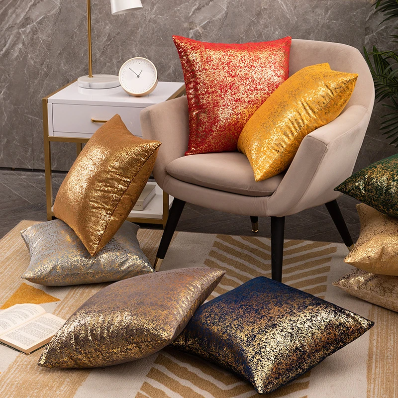 

Gilding Pillow Case Light Luxury Sofa Pillowcase Velvet Pillowslip 45x45cm Cushion Cover Pillow Cover Velvet Shiny Home Decor