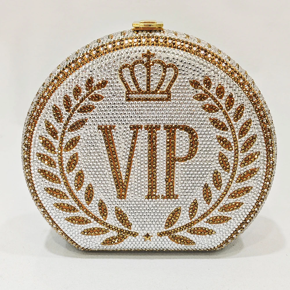 Gold/Silver Round Purse Crystal VIP Evening Clutches Bags Luxury Fashion Women Dinner Baquet Purses Diamond Wedding Handbags