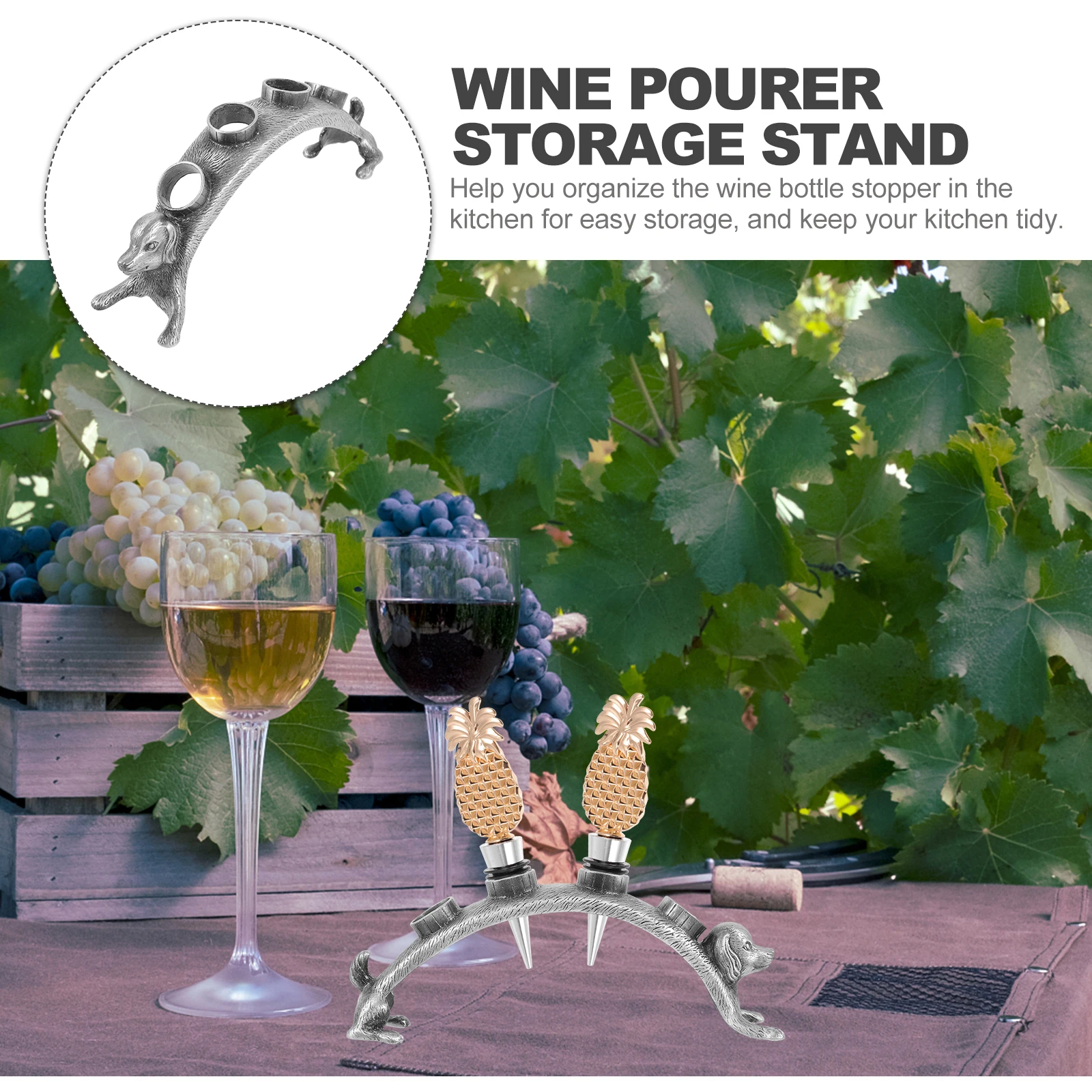 

Creative Bottle Stopper Stand Zinc Alloy Pourer Holder Multi Hole Storage Rack Kitchen Home Decor Small Size Silver