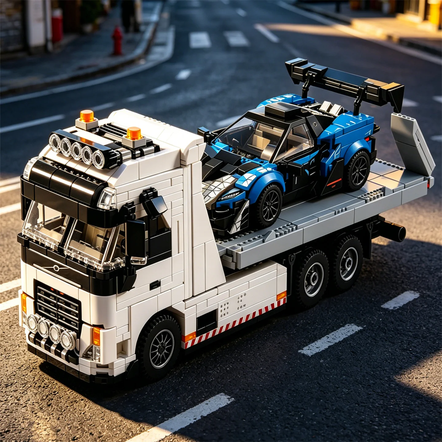 

Heavy-Duty Truck Trailer GTR Supercar Building Block Racing Car Model Toy Roadside Assistance Vehicle