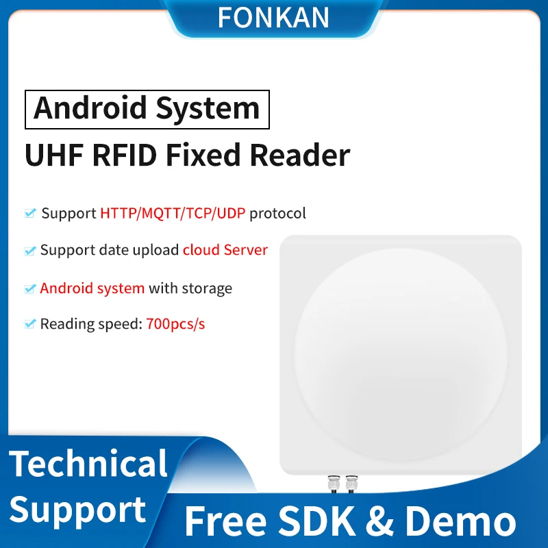 

UHF RFID Built in E710 Chip Long Range 9dbi Antenna Integrated Reader with Android System HTTP/MQTT/TCP/UDP Access cards Reader