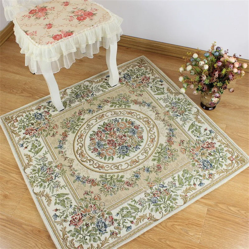 European Jacquard Carpet Living Room Square Shape Woven Persian Carpet Non-slip Rug Bedroom Home Decor Swivel Chair Tatami Rug