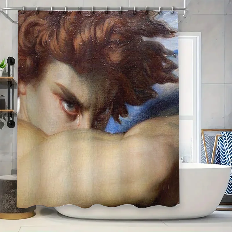 Vintage Renaissance Portrait Shower Curtain Biblical Art Bathroom Decor Religious Wall Tapestry Backdrop Scenic Home Decor