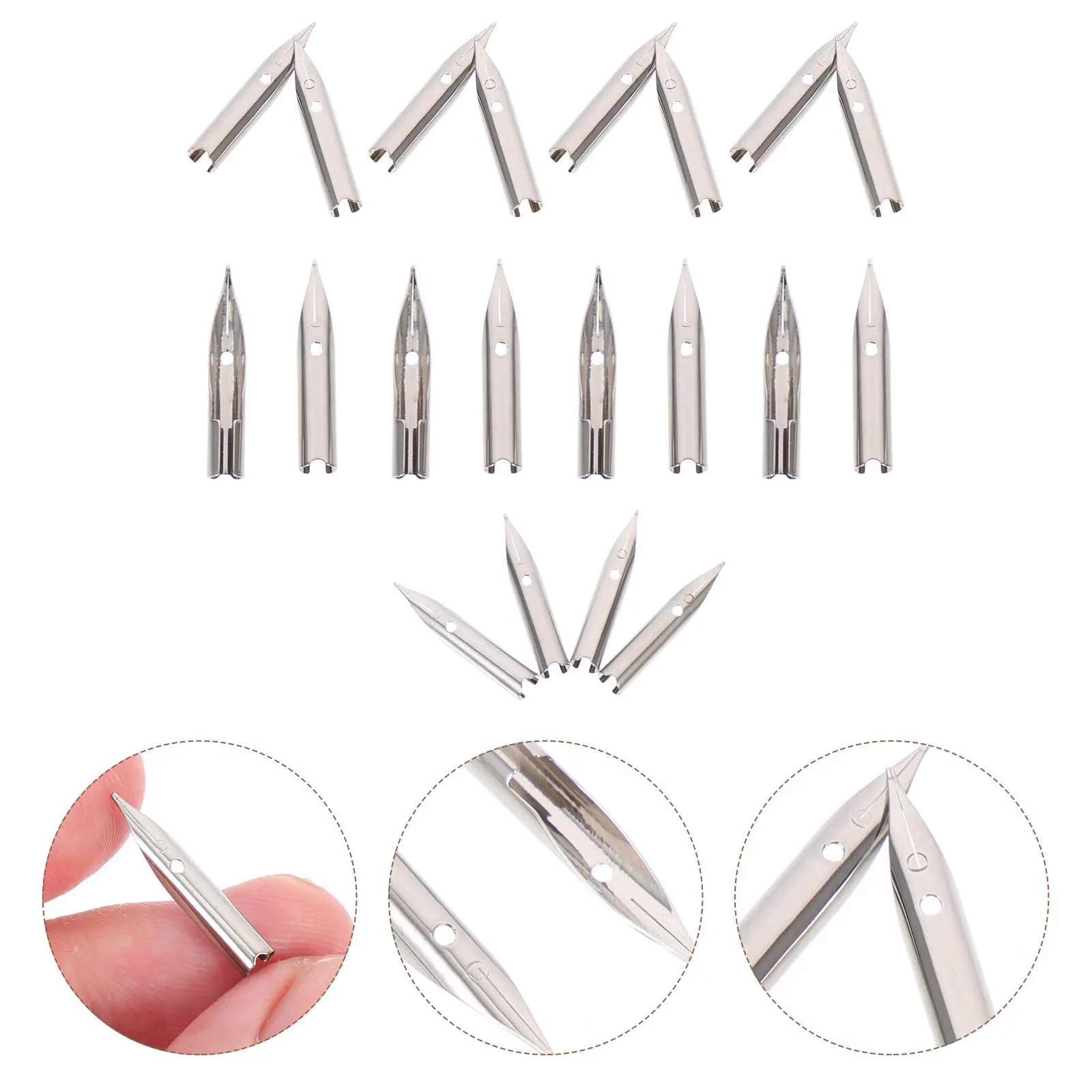 

20Pcs Metal Pen Nibs Replacement Fountain Pen Tips Long-Lasting Smooth Ink Flow Suitable for Signature Writing Calligraphy Art