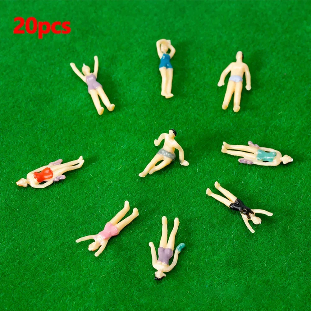 20pcs Plastic Assorted 1:150 Painted Model Beach Sea Swimming People Figures Model Train Layout Landscape Toys