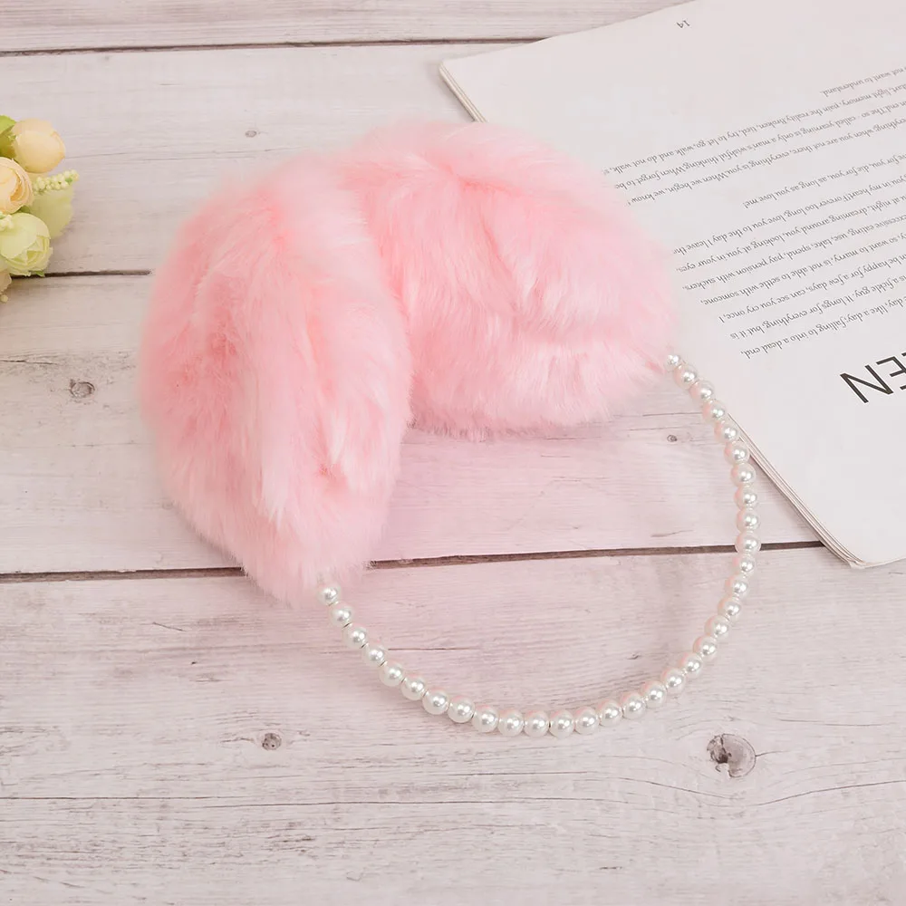 غطاء للأذنين لؤلؤي للنساء غطاء للأذنين للفتيات غطاء للأذنين من الفرو المقلد على شكل أرنب للطقس الثلجي ملحقات الطقس البارد للشتاء #5