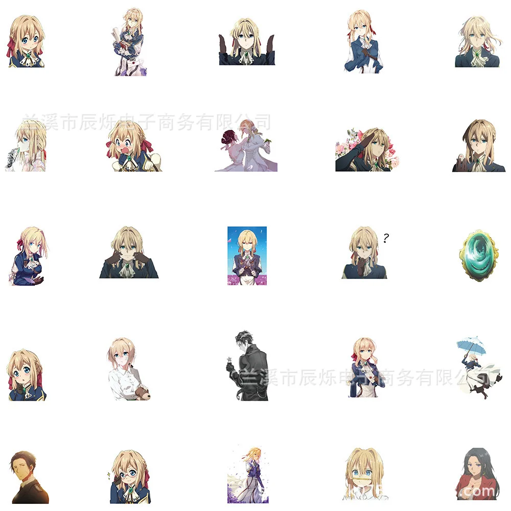 50pcs Anime Violet Evergarden Series Graffiti Stickers adatto per caschi decorazione della parete del Desktop pacchetto di adesivi fai da te all'ingrosso