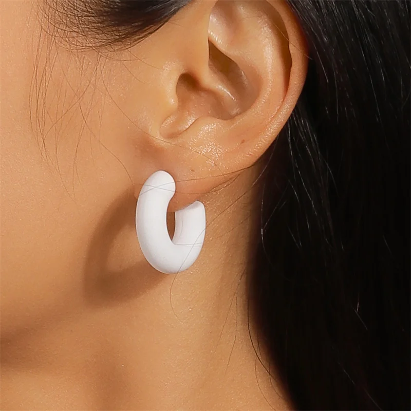 Aihua Koreanische Einfache Große Runde Hoop Ohrringe Für Frauen Bunte Geometrische Kunststoff Übertrieben Ohrring Trendy Ohrringe Schmuck – Detail 35