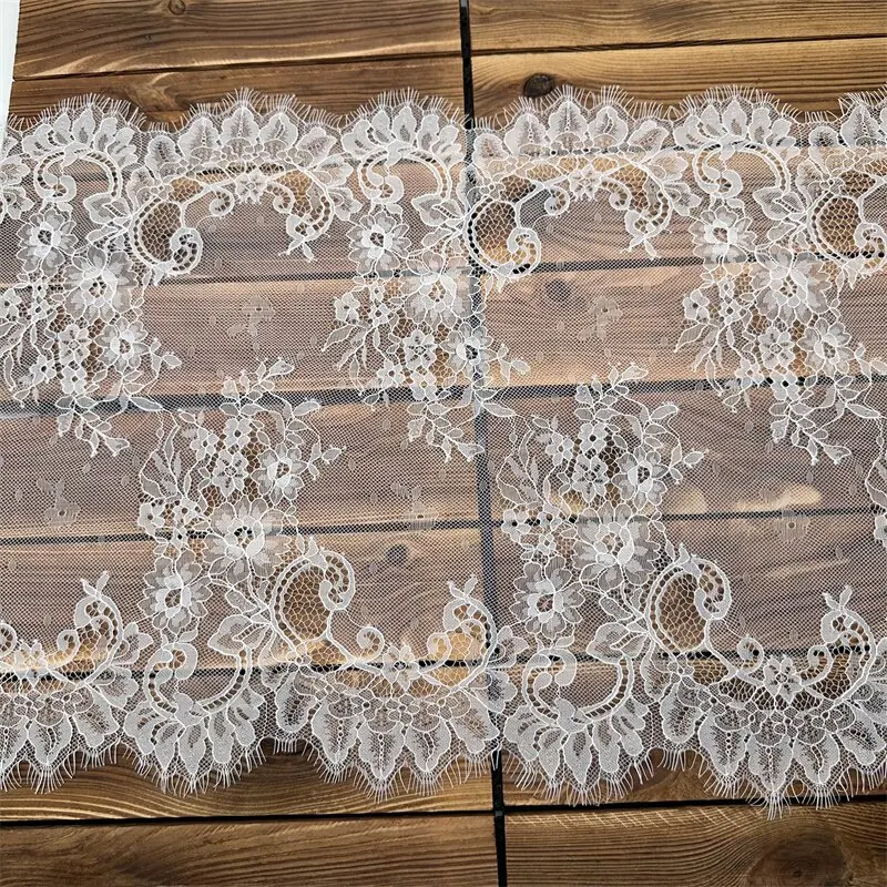

6m Export Eyelash Lace Fabric 40cm Wide for DIY Tablecloth Wedding Dress Skirt Hem Splicing Decoration