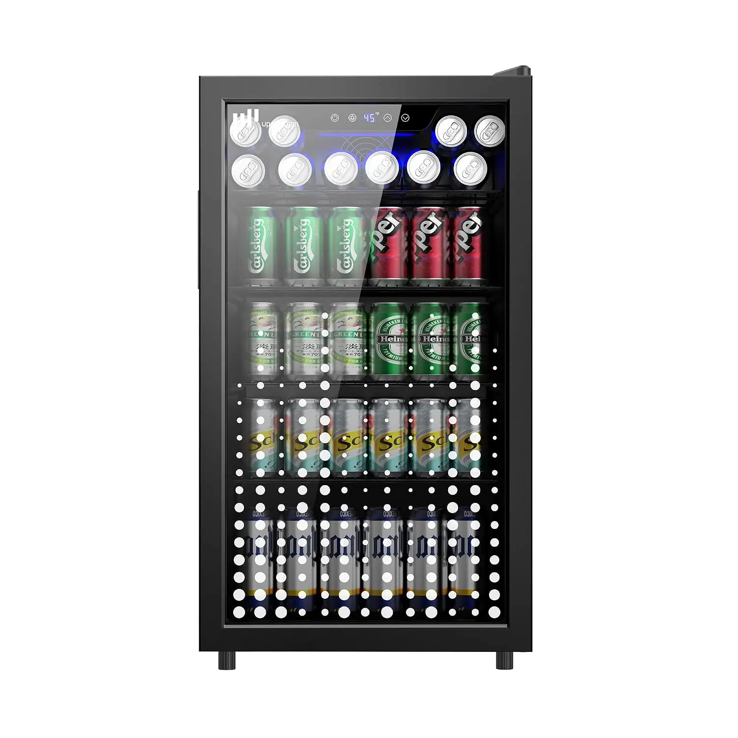 3.2 Cu.Ft Beverage Cooler, 126 Can Drink Fridge with Glass Door & Adjustable Temperature for Soda Wine Beer, Home Bar,Customized