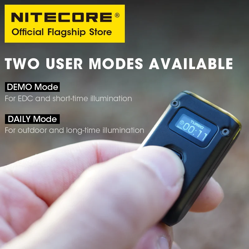 Nitecore-mini-lanterna portátil com bateria li-ion para chaveiro, mini-2-core, edc oled, tecnologia do sono