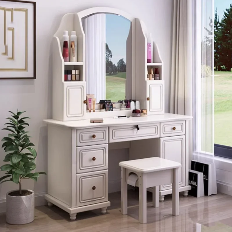 

Drawer Wooden Dresser Sets White Vanity Salon Modern Storage Bedroom Dressers Mirrors Vanity Penteadeira Para Quarto Furniture