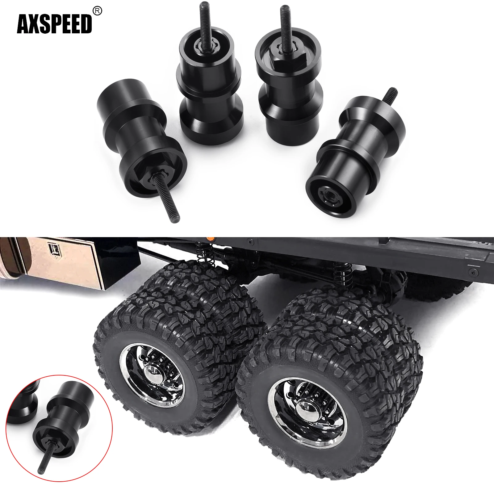 AXSPEED Aluminum Alloy Single Wheel to Dual Wheel Axle Conversion kit For  1/10 RC Crawler Car TRX6 T6 G63 Model Upgrade Parts