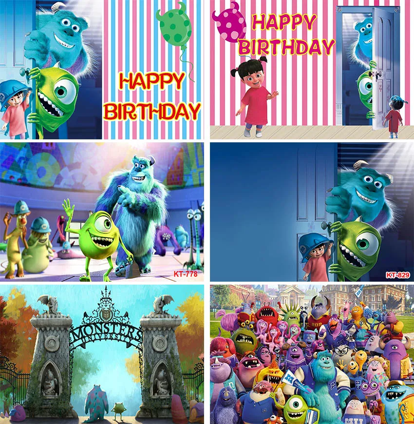 Monsters University Backdrops Monsters Inc Background Mike Wazowski Birthday Party Supplies Banner Wall Decor Photo Studio Baby