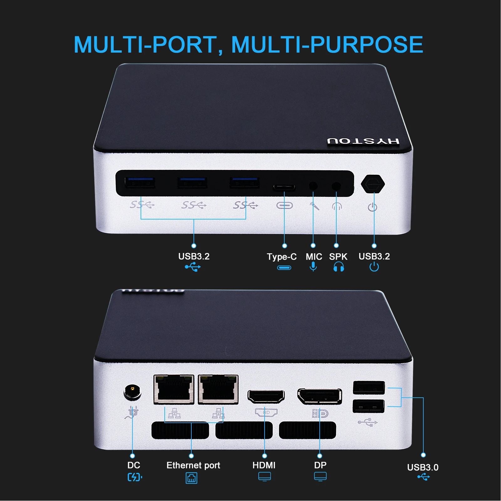 HYSTOU Mini NUC Ofiice Desktop Computer M3 Intel Core i3 i5 i7 1340P CPU 2*DDR5 SO-DIMM 262pin Type-C 3 8K Display Output