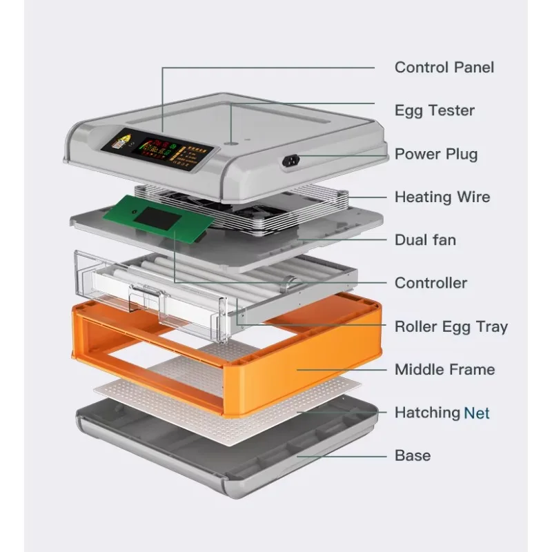 Factory Direct 2026 256 Egg Incubator Automatic Digital Poultry Hatcher with Humidity Control for Chicken Duck Quail Goose Ostri
